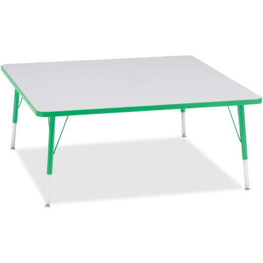 Jonti-Craft Berries Elementary Height Color Edge Square Table - Green Square, Laminated Top - Four Leg Base - 4 Legs - Height Adjustable - 15" to 24" Adjustment - 48" Table Top Length x 48" Table Top Width x 1.13" Table Top Thickness - 24" Height - Art...