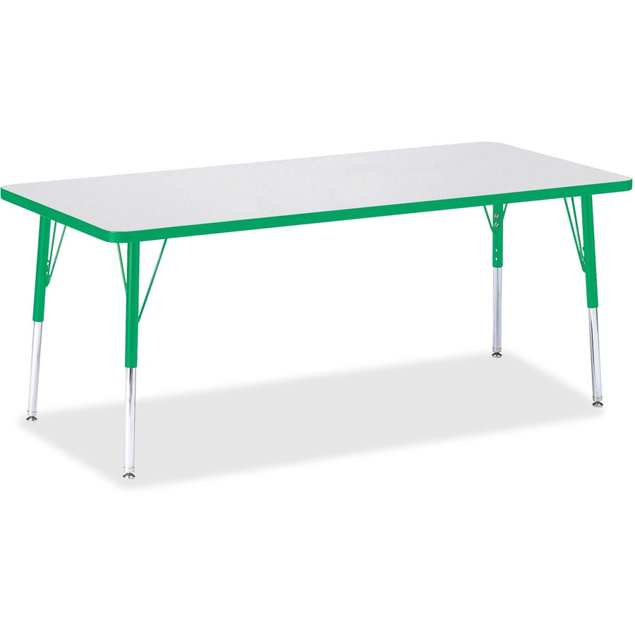 Jonti-Craft Berries Elementary Height Color Edge Rectangle Table - Gray Rectangle Top - Four Leg Base - 4 Legs - Height Adjustable - 15" to 24" Adjustment - 72" Table Top Length x 30" Table Top Width x 1.13" Table Top Thickness - 24" Height - Art, Craf...