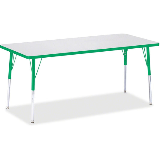 Jonti-Craft Berries Adult Height Color Edge Rectangle Table - Green Rectangle, Laminated Top - Four Leg Base - 4 Legs - Height Adjustable - 24" to 31" Adjustment - 72" Table Top Length x 30" Table Top Width x 1.13" Table Top Thickness - 31" Height - Ar...