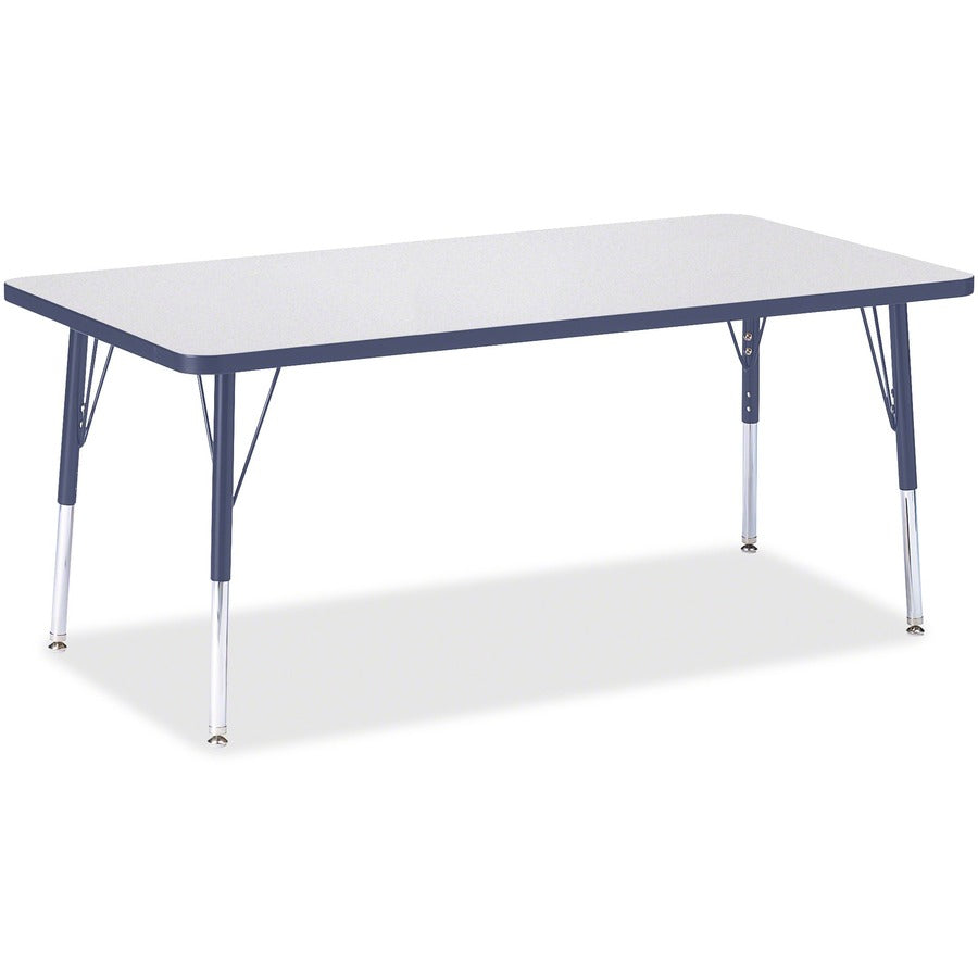 Jonti-Craft Berries Elementary Height Color Edge Rectangle Table - Laminated Rectangle, Navy Top - Four Leg Base - 4 Legs - Height Adjustable - 15" to 24" Adjustment - 60" Table Top Length x 30" Table Top Width x 1.13" Table Top Thickness - 24" Height...