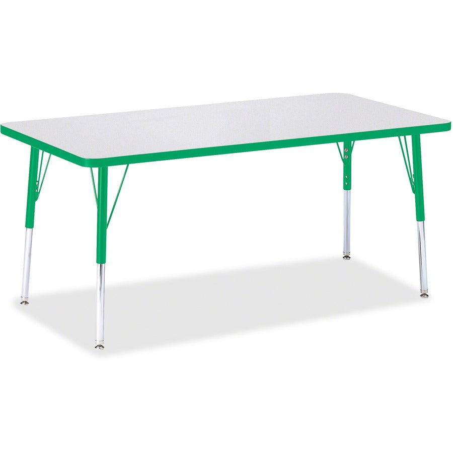 Jonti-Craft Berries Adult Height Color Edge Rectangle Table - Green Rectangle, Laminated Top - Four Leg Base - 4 Legs - Height Adjustable - 24" to 31" Adjustment - 60" Table Top Length x 30" Table Top Width x 1.13" Table Top Thickness - 31" Height - Ar...