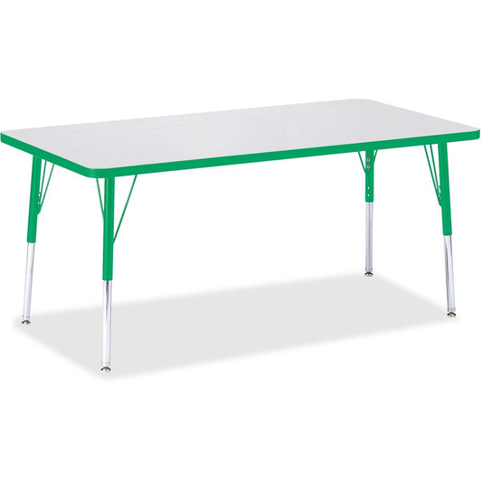 Jonti-Craft Berries Adult Height Color Edge Rectangle Table - Green Rectangle, Laminated Top - Four Leg Base - 4 Legs - Height Adjustable - 24" to 31" Adjustment - 60" Table Top Length x 30" Table Top Width x 1.13" Table Top Thickness - 31" Height - Ar...
