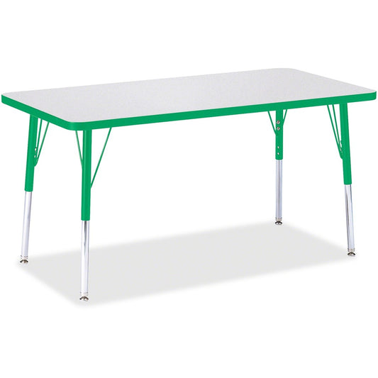Jonti-Craft Berries Adult Height Color Edge Rectangle Table - Green Rectangle, Laminated Top - Four Leg Base - 4 Legs - Height Adjustable - 24" to 31" Adjustment - 48" Table Top Length x 24" Table Top Width x 1.13" Table Top Thickness - 31" Height - Ar...