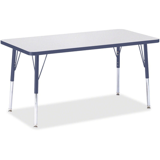 Berries Berries Adult Height Color Edge Rectangle Table - Gray Rectangle Top - Four Leg Base - 4 Legs - Height Adjustable - 24" to 31" Adjustment - 48" Table Top Length x 24" Table Top Width x 1.13" Table Top Thickness - 31" Height - Art, Craft - Assem...