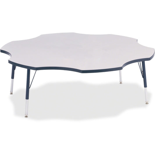 Jonti-Craft Berries Elementary Height Prism Six-Leaf Table - Laminated, Gray Top - Four Leg Base - 4 Legs - Height Adjustable - 15" to 24" Adjustment x 1.13" Table Top Thickness x 60" Table Top Diameter - 24" Height - Educational Environment - Assembly...