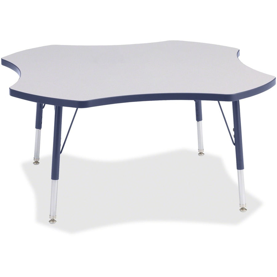 Berries Berries Elementary Height Prism Four-Leaf Table - Gray Top - Four Leg Base - 4 Legs - Height Adjustable - 15" to 24" Adjustment x 1.13" Table Top Thickness x 48" Table Top Diameter - 24" Height - Educational Environment - Assembly Required - Po...