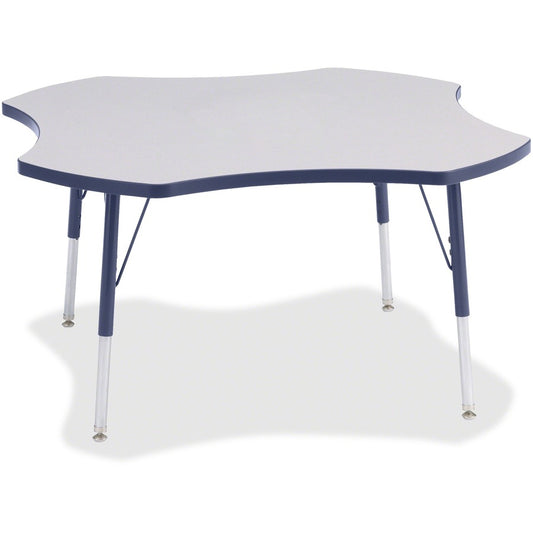 Jonti-Craft Berries Prism Four-Leaf Student Table - Laminated, Gray Top - Four Leg Base - 4 Legs - Height Adjustable - 24" to 31" Adjustment x 1.13" Table Top Thickness x 48" Table Top Diameter - 31" Height - Educational Environment - Assembly Required...