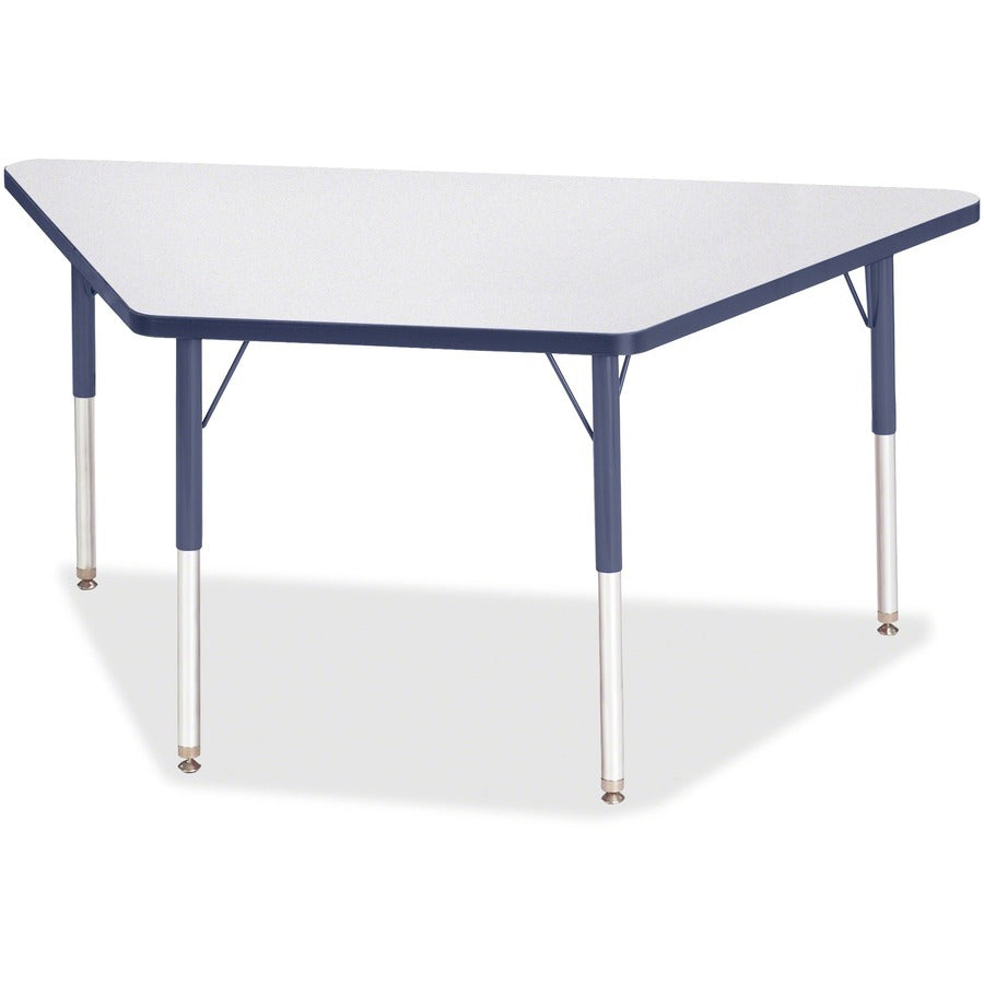 Jonti-Craft Berries Adult-Size Gray Laminate Trapezoid Table - Laminated Trapezoid, Gray Top - Four Leg Base - 4 Legs - Height Adjustable - 24" to 31" Adjustment - 60" Table Top Length x 30" Table Top Width x 1.13" Table Top Thickness - 31" Height - Ed...