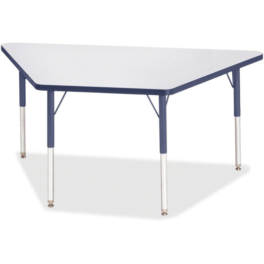 Jonti-Craft Berries Adult-Size Gray Laminate Trapezoid Table - Laminated Trapezoid, Gray Top - Four Leg Base - 4 Legs - Height Adjustable - 24" to 31" Adjustment - 60" Table Top Length x 30" Table Top Width x 1.13" Table Top Thickness - 31" Height - Ed...