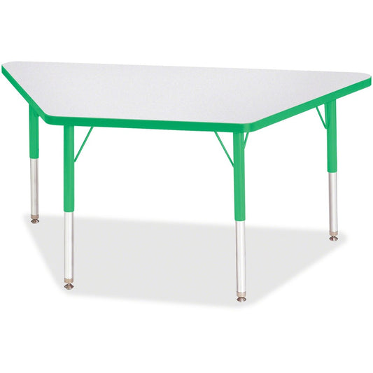 Jonti-Craft Berries Elementary Height Prism Edge Trapezoid Table - Green Trapezoid, Laminated Top - Four Leg Base - 4 Legs - Height Adjustable - 15" to 24" Adjustment - 48" Table Top Length x 24" Table Top Width x 1.13" Table Top Thickness - 24" Height...