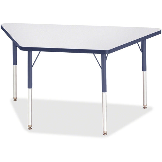 Jonti-Craft Berries Adult-Size Gray Laminate Trapezoid Table - Laminated Trapezoid, Gray Top - Four Leg Base - 4 Legs - Height Adjustable - 24" to 31" Adjustment - 48" Table Top Length x 24" Table Top Width x 1.13" Table Top Thickness - 31" Height - Ed...