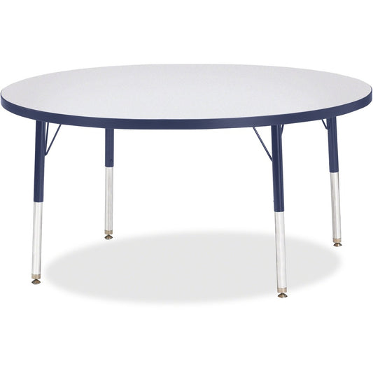 Jonti-Craft Berries Elementary Height Color Edge Round Table - Navy Round Top - Four Leg Base - 4 Legs - Height Adjustable - 15" to 24" Adjustment x 1.13" Table Top Thickness x 48" Table Top Diameter - 24" Height - Art, Craft - Assembly Required - Frec...