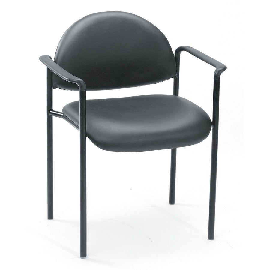 Boss Diamond Stacking Chair with Arm - Black - Fabric - 1 Each