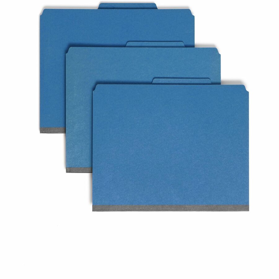 Smead SafeSHIELD 2/5 Tab Cut Letter Classification Folder - 8 1/2" x 11" - 2" Expansion - 2 x 2S Fastener - 2 Pocket - Top Tab Location - Right of Center Tab Position - 2 Divider - 25 pt. - 1 Plys - Pressboard - Dark Blue - Tear Proof, Closed Sides, Wr...