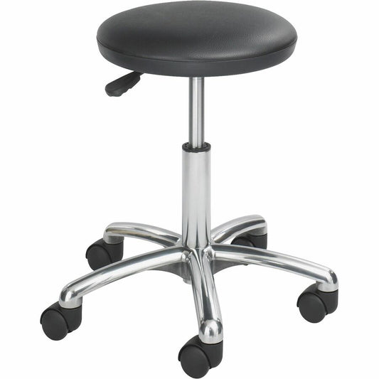 Safco Economy Height Adjustable Lab Stool - Black Seat Color - Vinyl Seat Material - 5-star Base - Black - 1 Each