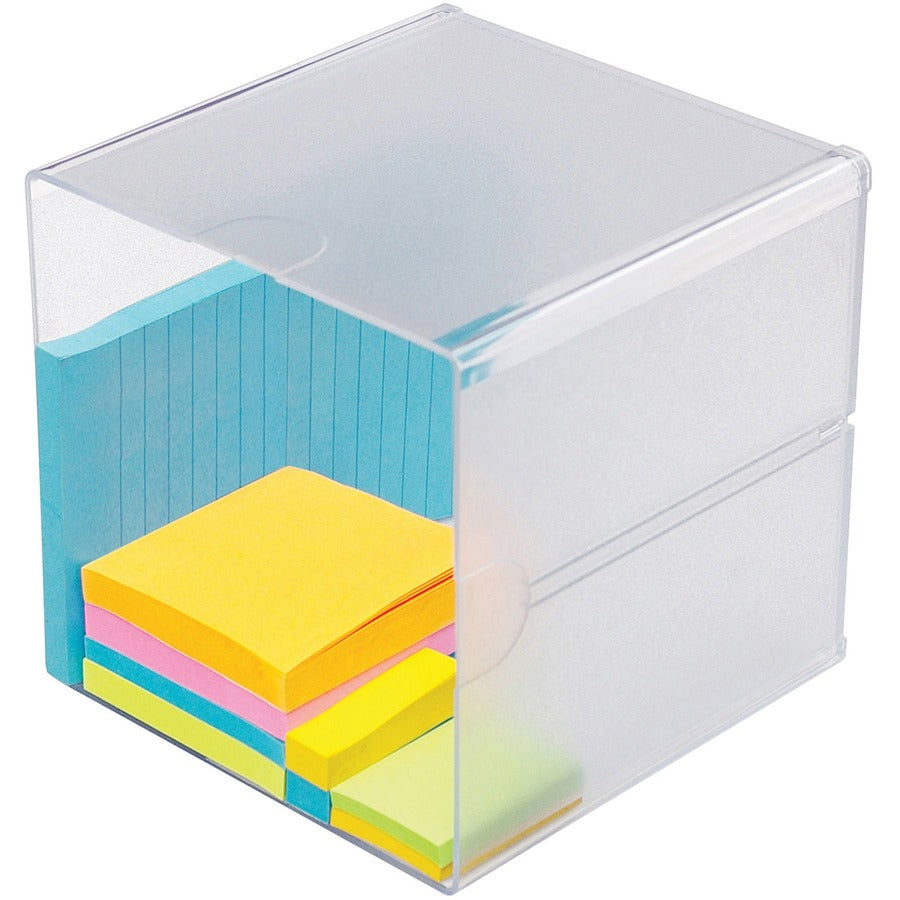 Deflecto Stackable Cube Organizer - 1 Compartment(s) - 6" Height x 6" Width x 6" Depth - Desktop - Stackable - Clear - Plastic - 1 Each