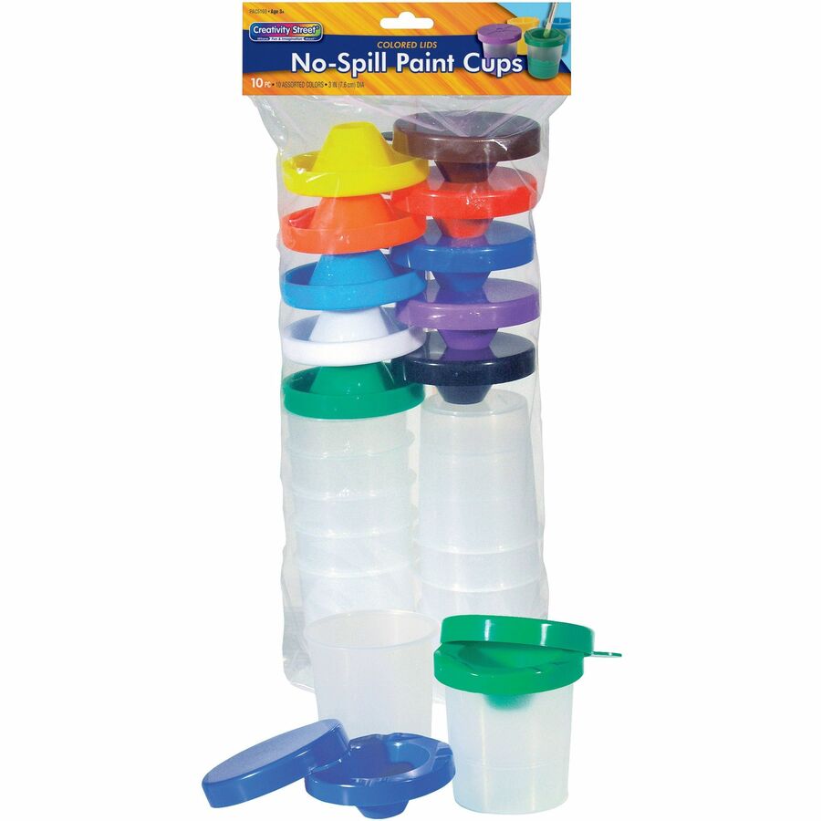 Creativity Street No-Spill Round Paint Cups With Colored Lids - Assorted - 1 Set