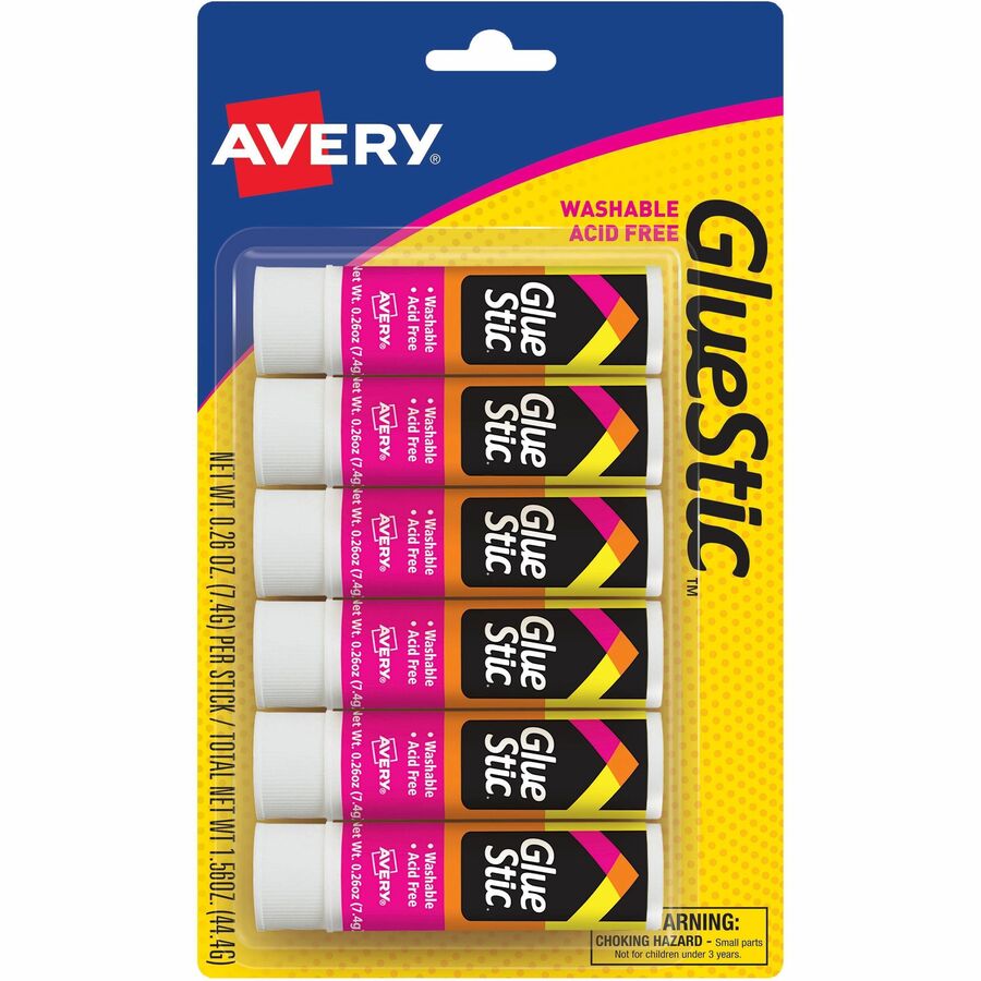 Avery&reg, Glue Stick - 0.26 oz - White - 6 / Pack