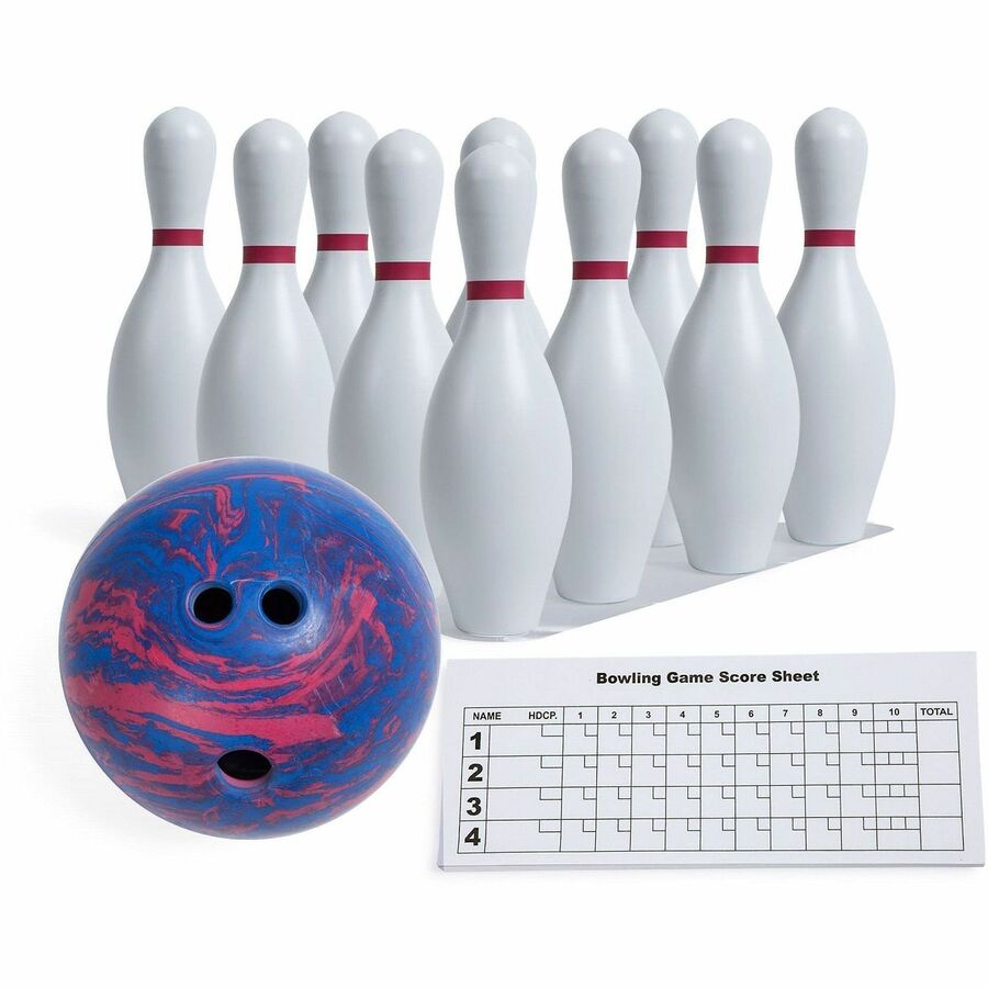 Champion Sports Plastic Bowling Ball & Pin Set - White - Plastic, Rubber - 1 Set