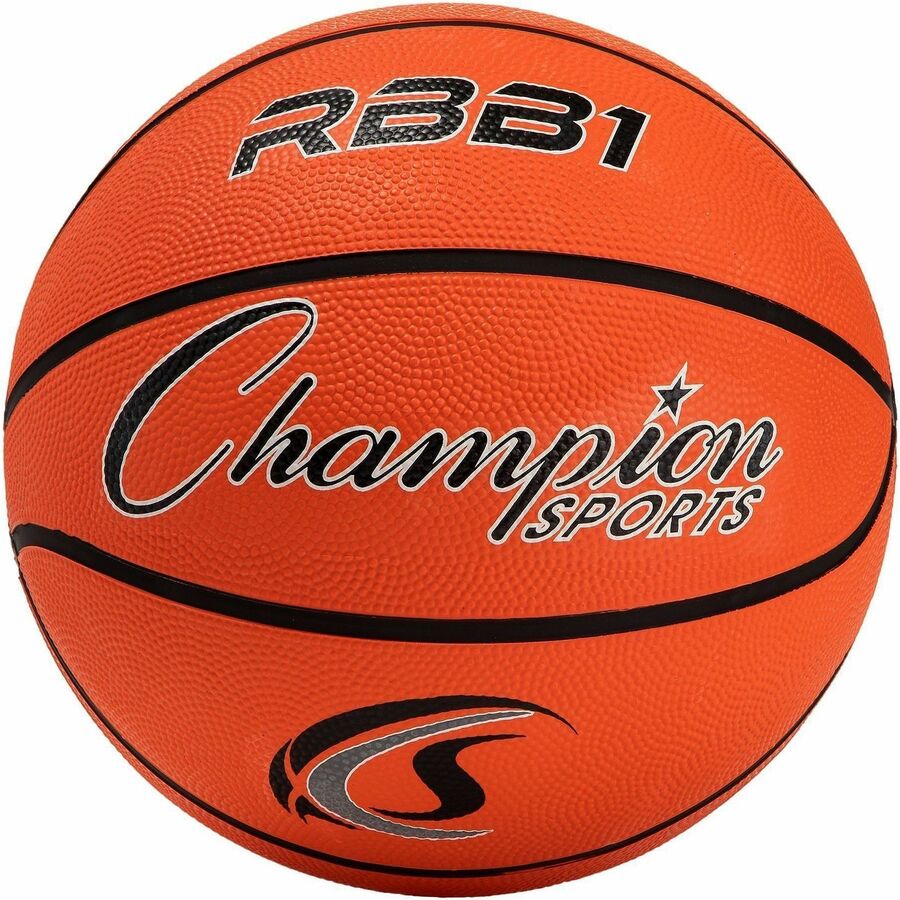 Champion Sports Size 7 Rubber Basketball Orange - 29.50" - 7 - Rubber, Nylon - Orange - 1  Each