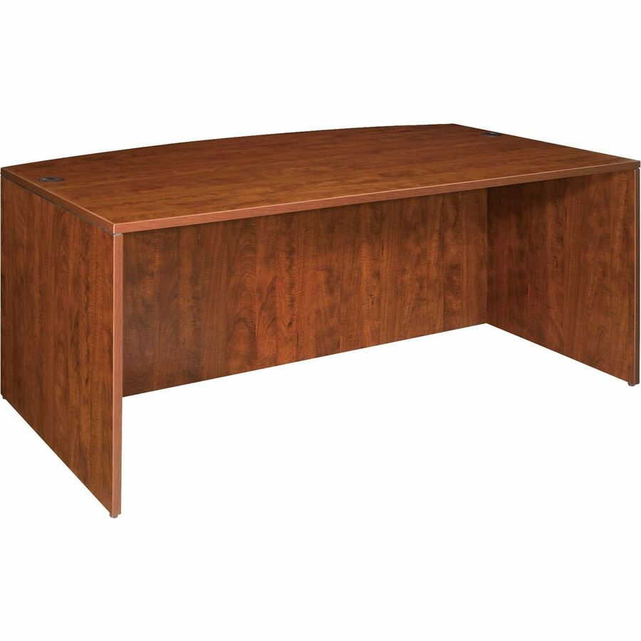 Lorell Essentials Series Bowfront Desk Shell - 29.5" Height x 70.9" Width x 41.4" Depth - Finish: Cherry, Laminate - Grommet, Modesty Panel - 1 Each