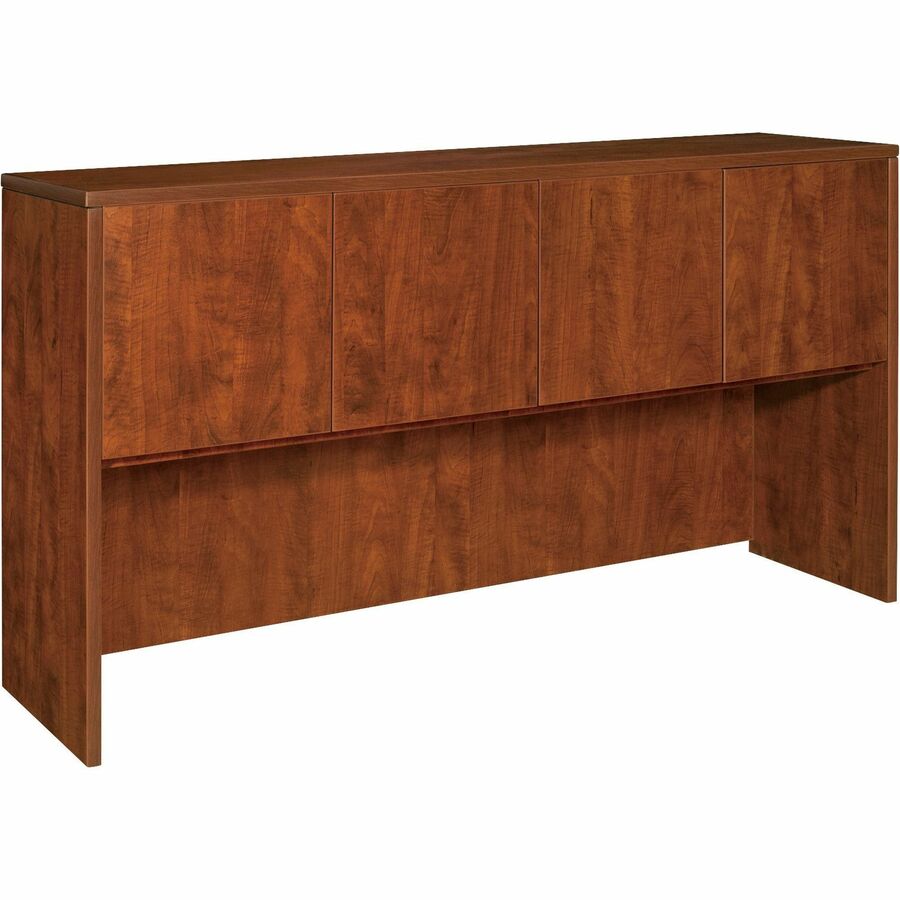 Lorell Essentials Series Stack-on Hutch with Doors - 36" Height x 66.1" Width x 14.8" Depth - Finish: Cherry, Laminate - 1 Each