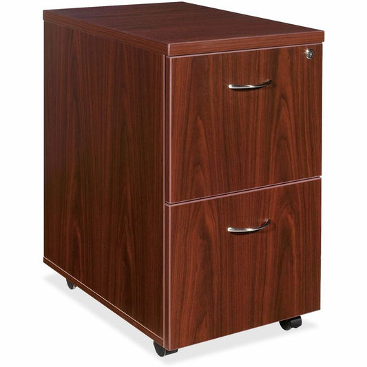 Lorell Essentials Series File/File Mobile File Cabinet - 28.6" Height x 15.7" Width x 22" Depth - Double Pedestal - Finish: Laminate, Mahogany - Leveling Glide - 1 Each