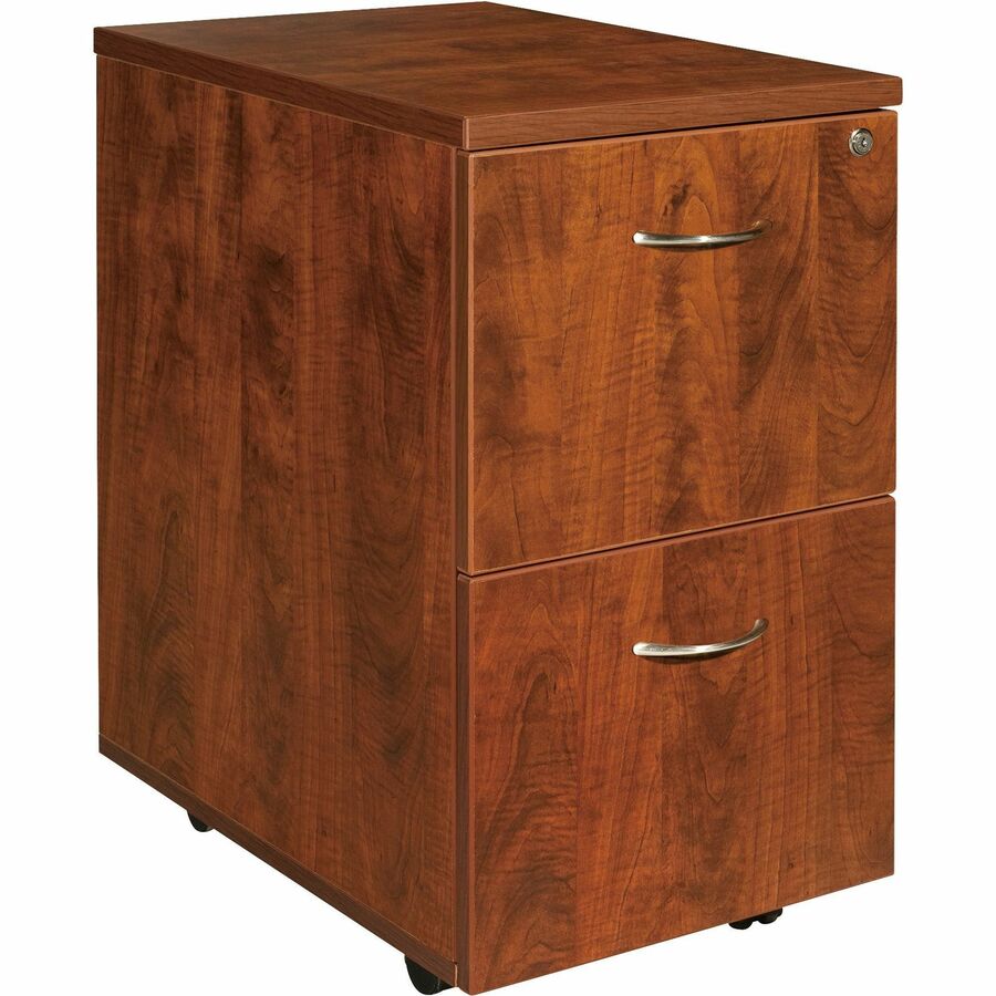 Lorell Essentials Series File/File Mobile File Cabinet - 28.4" Height x 15.7" Width x 22" Depth - Finish: Cherry, Laminate - Leveling Glide - 1 Each