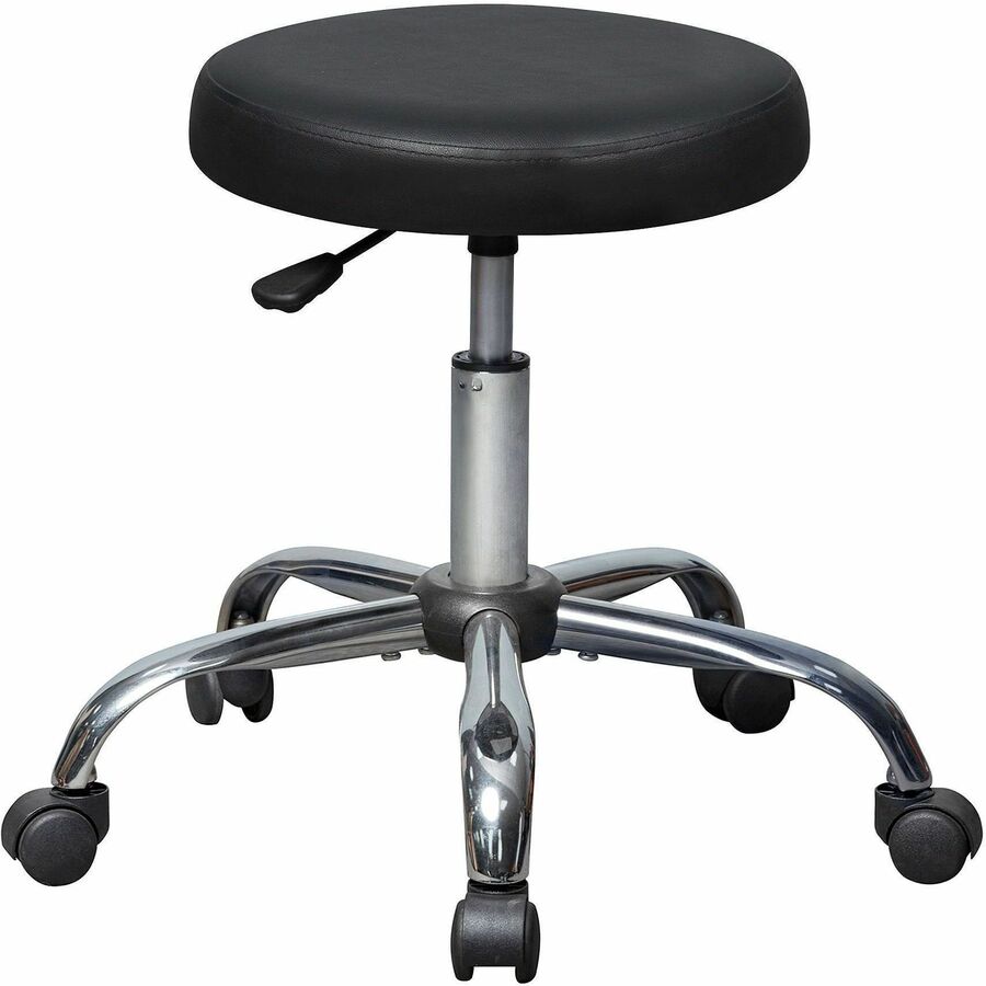 Lorell Backless Pneumatic-Lift Stool - Vinyl Seat Material - 5-star Base - Black - 1 Each