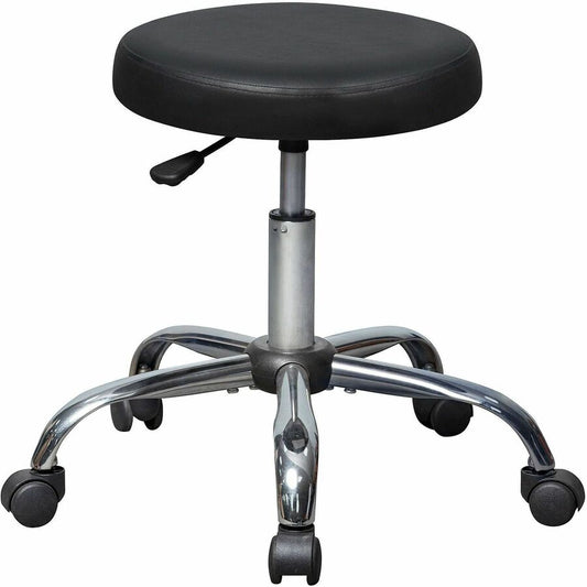 Lorell Backless Pneumatic-Lift Stool - Vinyl Seat Material - 5-star Base - Black - 1 Each