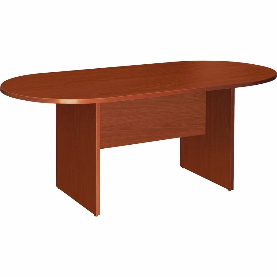 Lorell Essentials Oval Conference Table - Cherry Oval Top - 72" Table Top Length x 70.88" Table Top Width x 35.38" Table Top Depth x 1.25" Table Top Thickness - 29.50" Height - Conferencing - Assembly Required - Cherry, Laminated - 1 Each