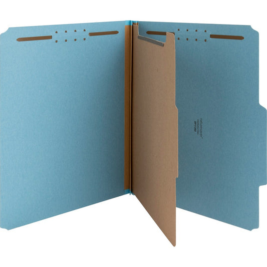 Nature Saver 1/3 Tab Cut Letter Recycled Classification Folder - 8 1/2" x 11" - 2" for Folder - Top Tab Location - 1 Divider - 25 pt. - Blue - 100% Recycled - 10 / Box