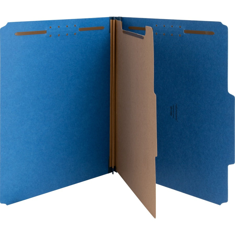 Nature Saver Letter Recycled Classification Folder - 8 1/2" x 11" - 2" for Folder - Top Tab Location - 1 Divider - 25 pt. - Blue - 100% Recycled - 10 / Box