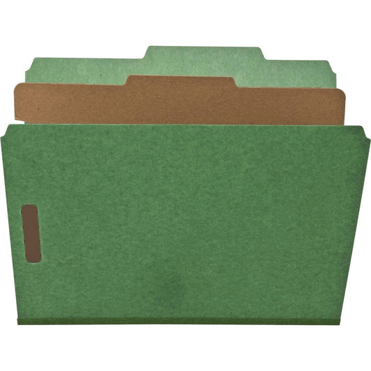Nature Saver Letter Recycled Classification Folder - 8 1/2" x 11" - 2" for Folder - Top Tab Location - 1 Divider - 25 pt. - Green - 100% Recycled - 10 / Box