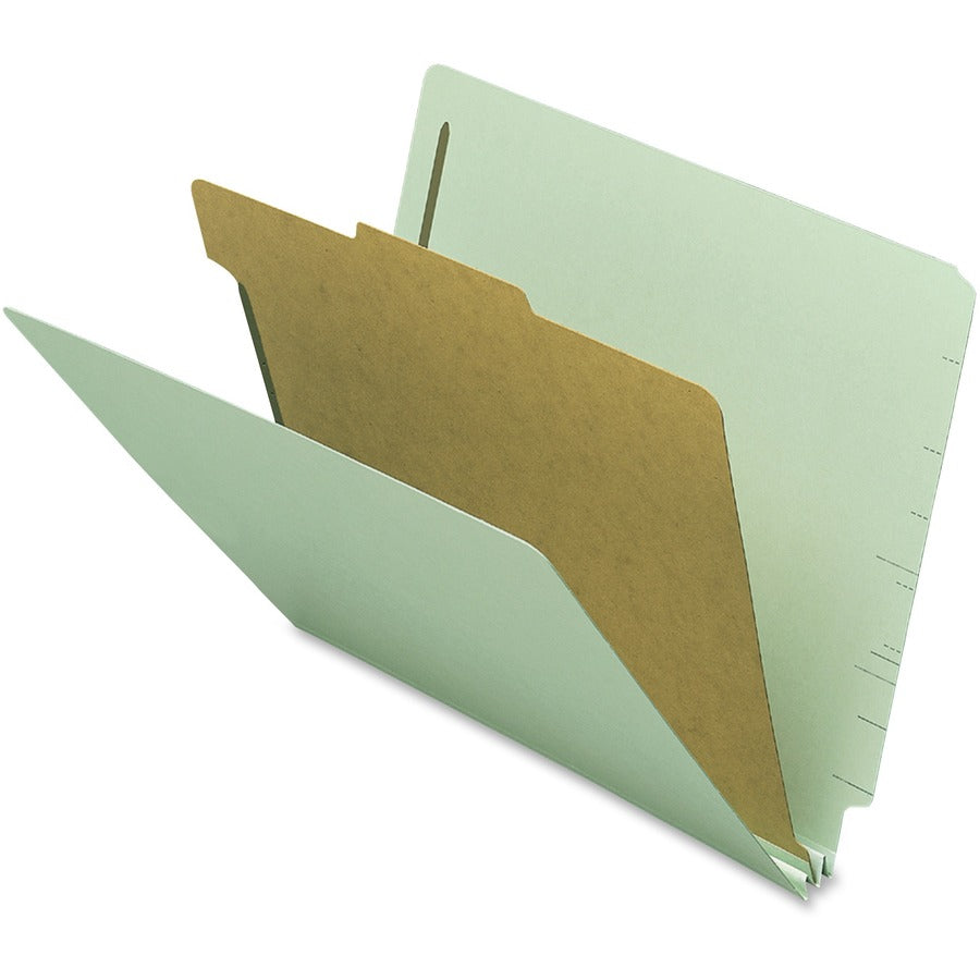 Nature Saver Letter Recycled Classification Folder - 8 1/2" x 11" - 2 Fastener - 2" for Folder - 1 Divider - 25 pt. - Gray/Green - 100% Recycled - 10 / Box