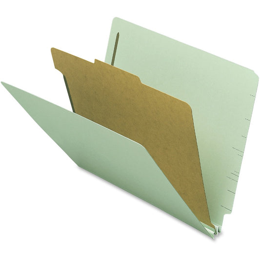 Nature Saver Letter Recycled Classification Folder - 8 1/2" x 11" - 2 Fastener - 2" for Folder - 1 Divider - 25 pt. - Gray/Green - 100% Recycled - 10 / Box