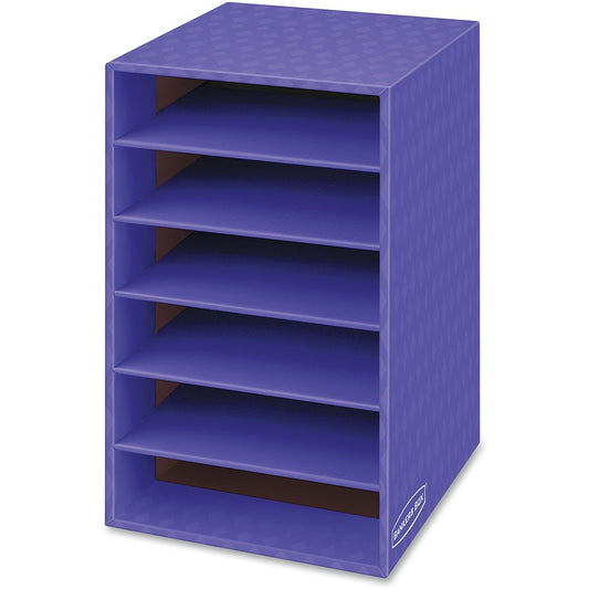 Fellowes 6-Compartment Shelf Organizer - 6 Compartment(s) - Compartment Size : 2.63" x 11" x 13" - 18" Height x 11.88" Width x 13.25" Depth - Desktop - Sturdy - 60% Recycled - Purple - Corrugated Paper - 1 Each