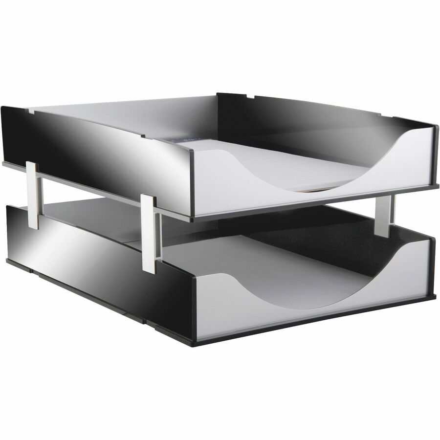 Kantek Stacking Support Set for Letter Trays - Acrylic - Silver - 1 Set
