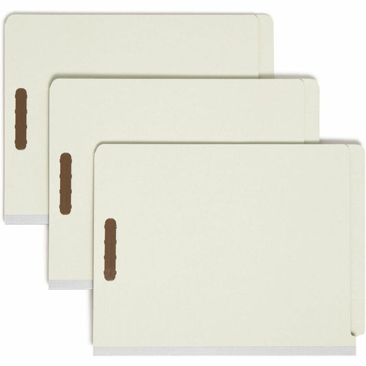 Smead Letter Recycled Classification Folder - 8 1/2" x 11" - 2" Expansion - 2 x 2K Fastener - End Tab Location - 2 Divider - 25 pt. - Pressboard - Gray/Green - Tear Resistant - 100% Recycled - 10 / Box