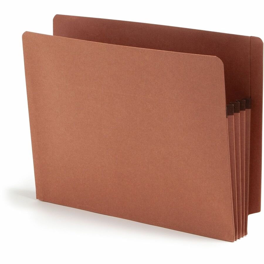 Smead Straight Tab Cut Letter Recycled File Pocket - 8 1/2" x 11" - 3 1/2" Expansion - 2 Plys - Redrope - Tear Resistant Gusset - 100% Recycled - 25 / Box