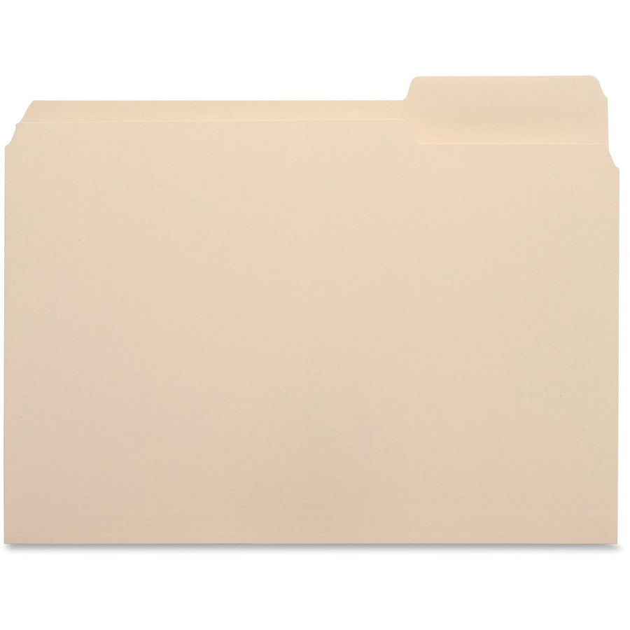 Business Source 1/3 Tab Cut Letter Recycled Top Tab File Folder - 8 1/2" x 11" - 3/4" Expansion - Top Tab Location - Right Tab Position - 11 pt. - 1 Plys - Manila - 10% Recycled - 100 / Box