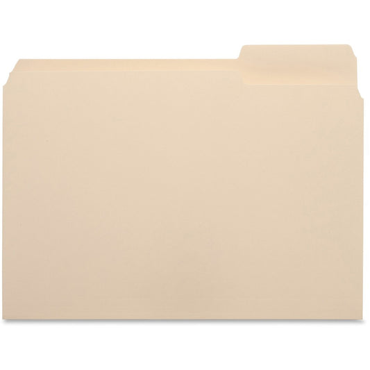 Business Source 1/3 Tab Cut Letter Recycled Top Tab File Folder - 8 1/2" x 11" - 3/4" Expansion - Top Tab Location - Right Tab Position - 11 pt. - 1 Plys - Manila - 10% Recycled - 100 / Box