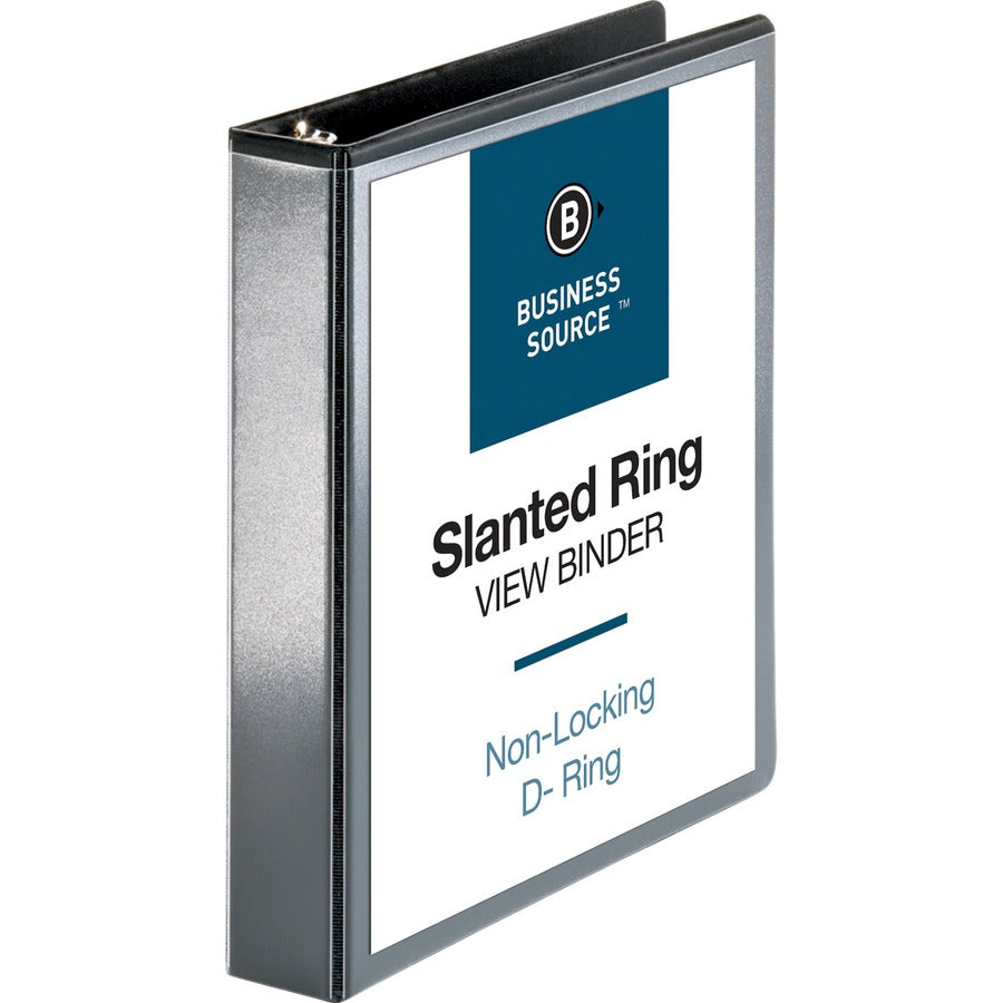 Business Source Basic D-Ring View Binders - 1 1/2" Binder Capacity - Letter - 8 1/2" x 11" Sheet Size - Fastener: D-Ring - Polypropylene - Black - Clear Overlay - 1 Each
