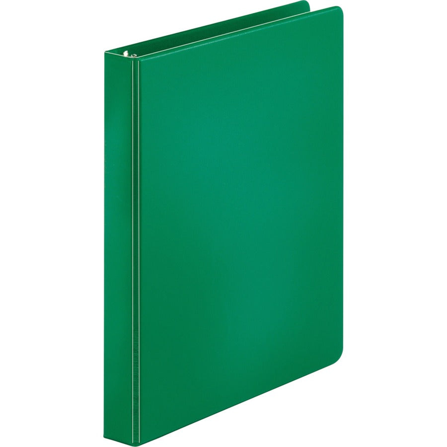Business Source Basic Round Ring Binder - 1" Binder Capacity - Letter - 8 1/2" x 11" Sheet Size - 225 Sheet Capacity - 3 Ring - Fastener: Round Ring - Chipboard, Polypropylene - Green - Open and Closed Triggers, Sturdy, Exposed Rivet - 1 Each