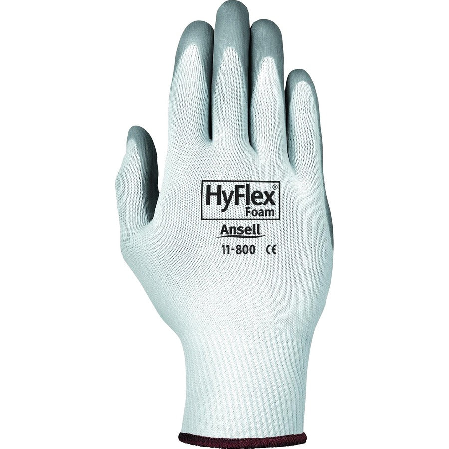 Ansell HyFlex Health Hyflex Gloves - Medium Size - White, Gray - Abrasion Resistant - For Healthcare Working - 2 / Pair