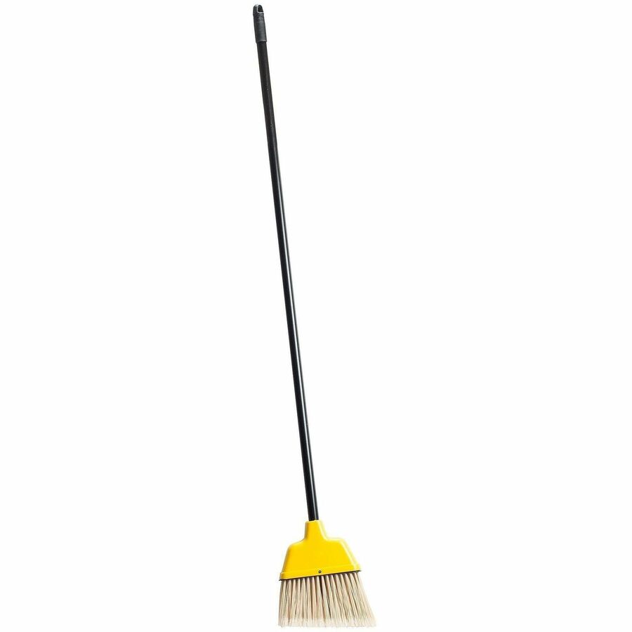 Genuine Joe Angle Broom - Polyvinyl Chloride (PVC) Bristle - 47" Handle Length - 54.5" Overall Length - Plastic Handle - Yellow - 1 Each