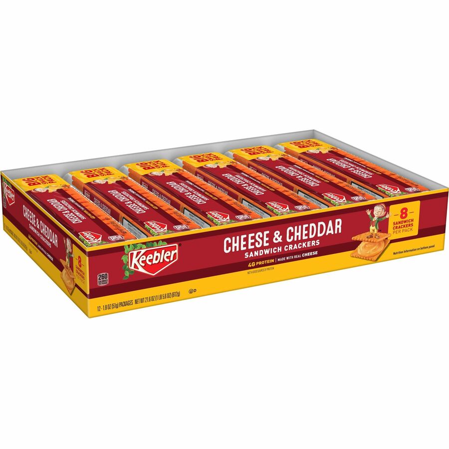 Keebler Cheese and Cheddar Sandwich Crackers - Cheddar Cheese - 1.80 oz - 12 / Box