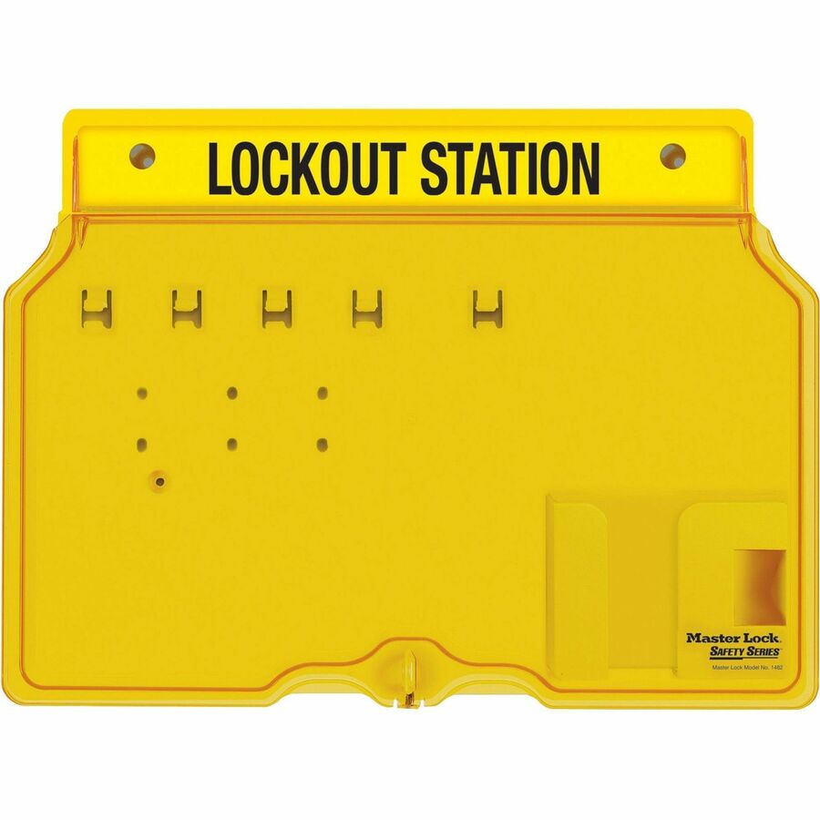 Master Lock Unfilled Padlock Lockout Station with Cover - 4 x Padlock - 12.25" Height x 16" Width x 1.75" Depth - Impact Resistant, Heat Resistant, Lockable - Plastic - 1 Each