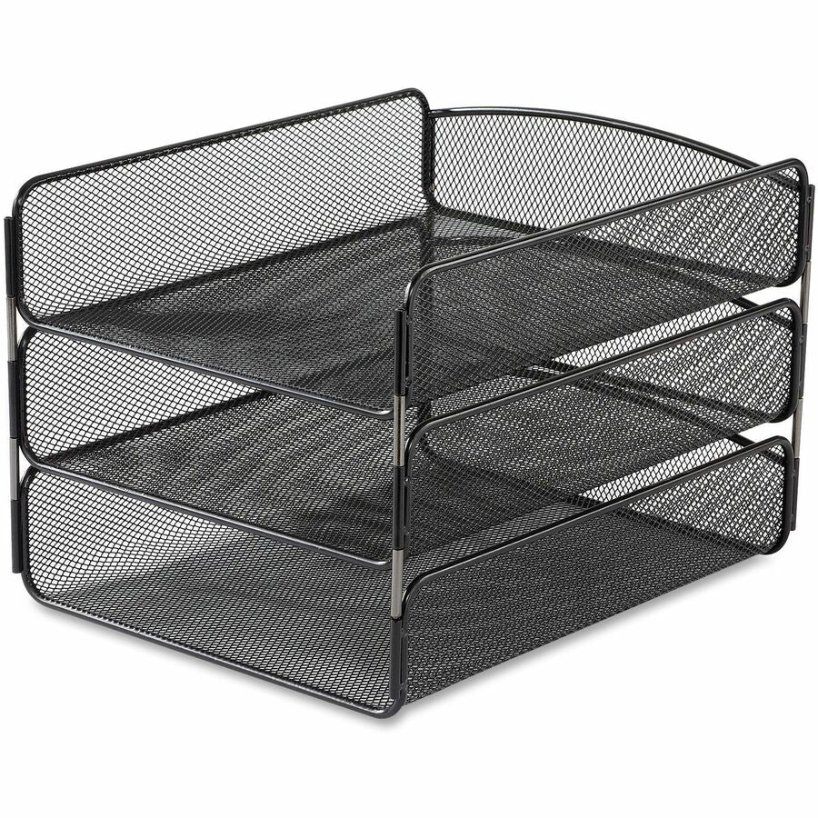 Safco Onyx Letter Tray - 8" Height x 9.25" Width x 11.75" Depth - Desktop - Stackable, Sturdy - Powder Coated - Black - Steel - 1 Each