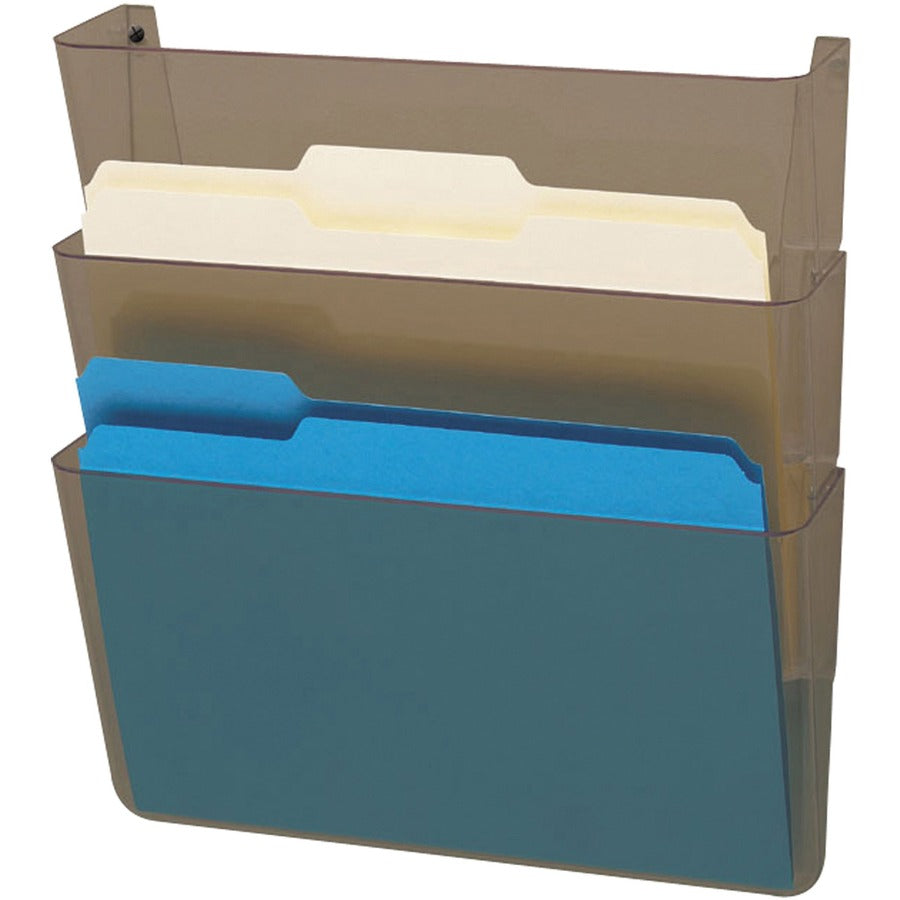 Deflecto EZ Link Unbreakable DocuPocket - 7" Height x 13" Width x 4" Depth - Unbreakable - Smoke - Plastic - 3 / Pack